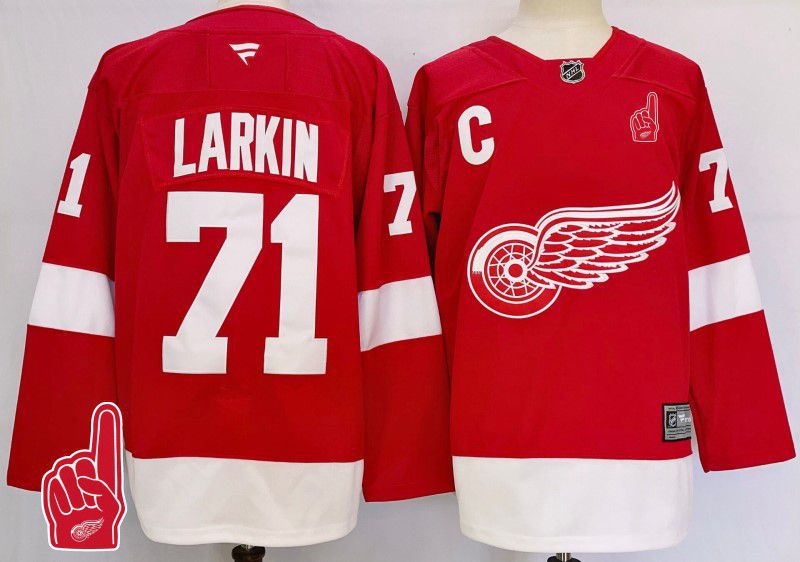 Men Detroit Red Wings 71 Larkin Red Fanatics 2025 NHL Jersey style 9